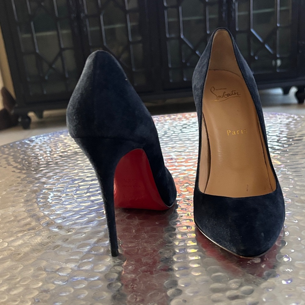 Christian Louboutin Blue Suede Heels